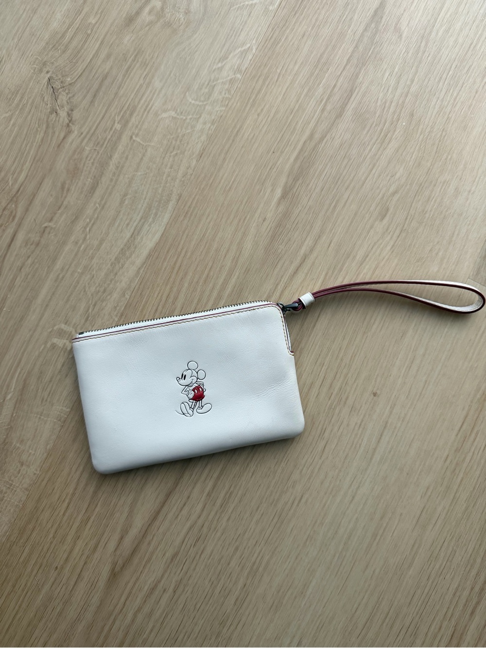 White Coach Wristlet Pouch wallet with Mickey Mouse Accent